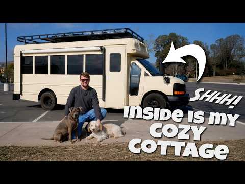 Mini Bus to Tiny Home! His craftsman cottage on wheels!