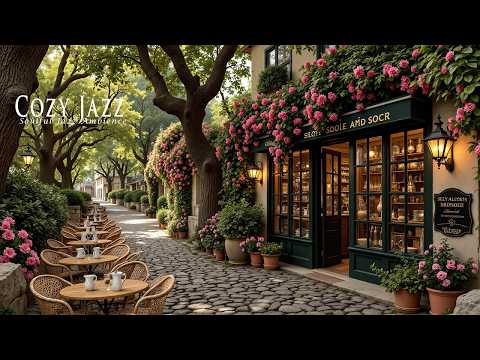 Secret Garden Café Jazz Ambience 🌿 Blooming Flower Street for Relax, Study & Peaceful Mood