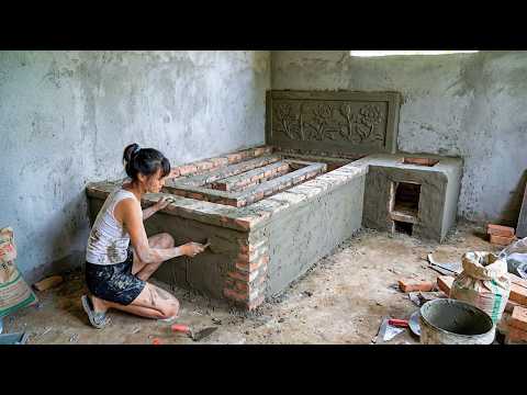 Building a Brick and Cement Heated Bed for a New House,  Rural Life