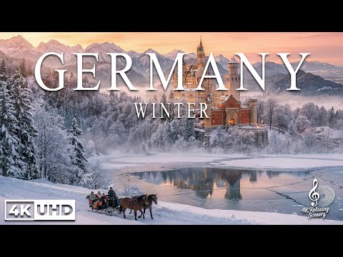 Germany 4K - Winter Magic of Snowy Alpine Villages, Frozen Lakes & Church Towns