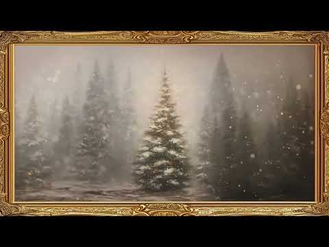Pine Forest Frame TV Art Winter Painting Screensaver Framed 4K HD Wallpaper Christmas Tree Slideshow