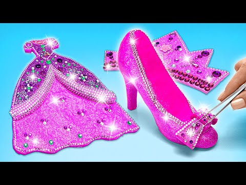👑 Sparkling Ariel Costume with Clay and Rhinestones! 🧜‍♀️ DIY Crafts for Dolls