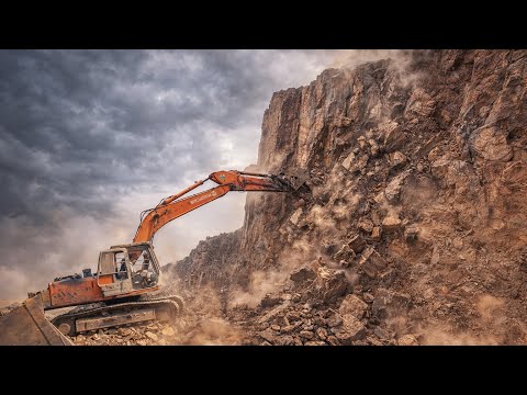 HILL DESTRUCTION: How to Break a Hill with an Excavator Machine! #excavators #stonemachinery #jcb