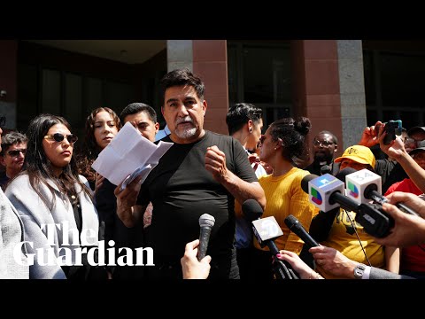 Union leader David Huerta fights back tears after release from federal detention in LA