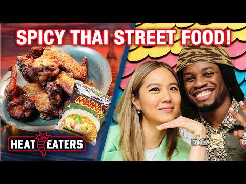 INSANELY Spicy Thai Street Food! Boat Noodles + Chicken Wings with Denzel Curry | Heat Eaters