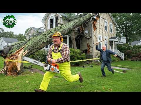 Man Almost DIES While Cutting A Tree | Tree Cutting Fails & Tree Falling on Houses Compilation #4