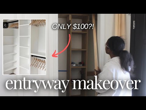 ENTRYWAY MAKEOVER | I Built Custom Closet Storage for $100! | DIY BUDGET CLOSET ORGANIZER | EP. 5
