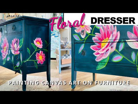 Painting big flowers over a Dresser that didn't sell