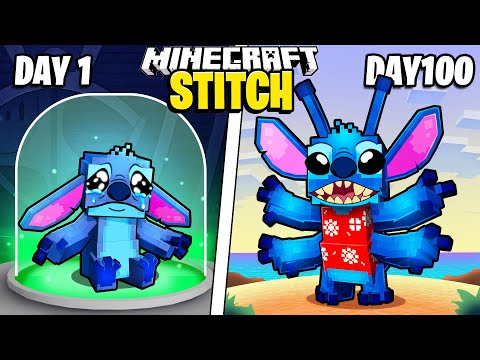 I Survived 100 Days as STITCH in Minecraft