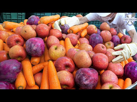 깨끗하고 건강한 3가지조합! 사과,비트,당근(ABC주스) 대량생산과정 / Korean juice factory