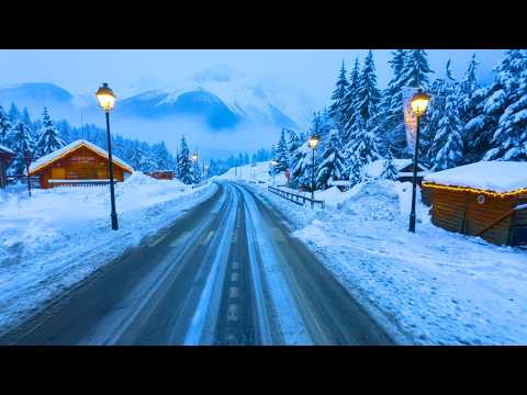 Silent Snow Drive❄️ Roadtrip from Italy to France via Montgenèvre - Alps  [4K 60fps No Talk]
