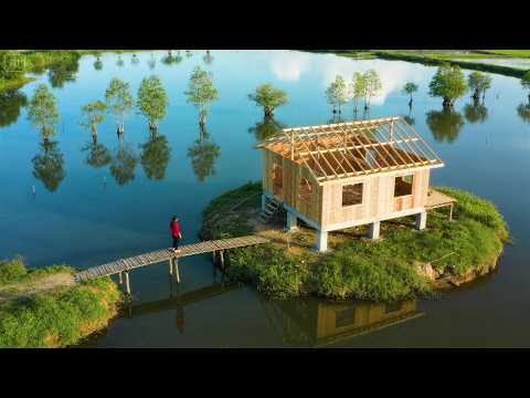 The talented young woman built a wooden house on a deserted island in 150 days