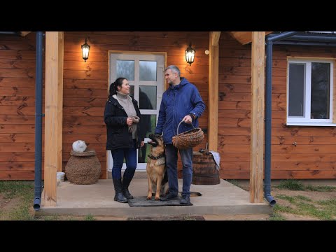 Rural family life on the edge of the forest. Winter garden and hot dinner by the fireplace