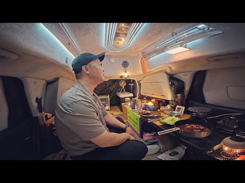 Just turned on a butane heater... Enjoying car camping in short sleeves in the middle of winter! ...