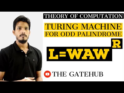 Turing Machine for Odd Palindrome | waw^r | wbw^r | GATECSE | TOC