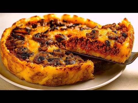 Just press potatoes and add ground meat! 🥔🥩🔥 My family begs me for this crispy pie every week! 😍🥧✨