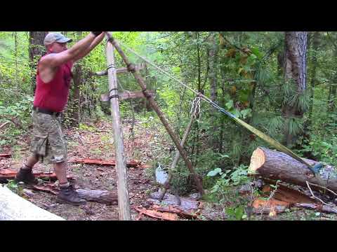 Mechanical Advantage of a Paring Ladder to Move Logs Uphill