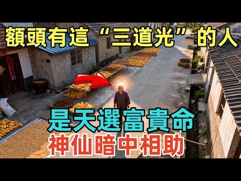 額頭有這“三道光”的人，是天選富貴命！神仙暗中相助，晚年錢財擋不住！