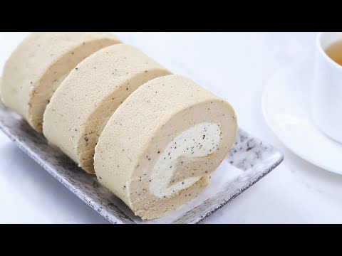 Earl Grey Tea Cake Roll,  fluffy, moist soft and creamy  伯爵红茶蛋糕捲，香甜不腻，锁死这个不開裂的配方