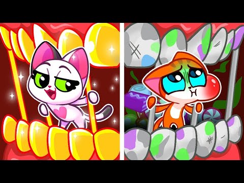 GOLD VS WHITE TEETH🦷Oral Hygiene Learning🪥 Good Habits for Toddlers by Purr-Purr Tails