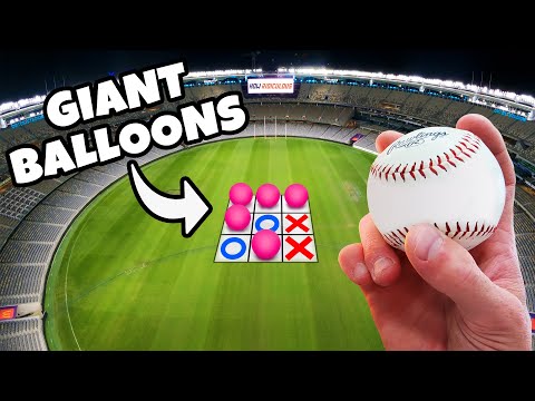 Giant Balloon Popping Tic Tac Toe from Stadium Roof