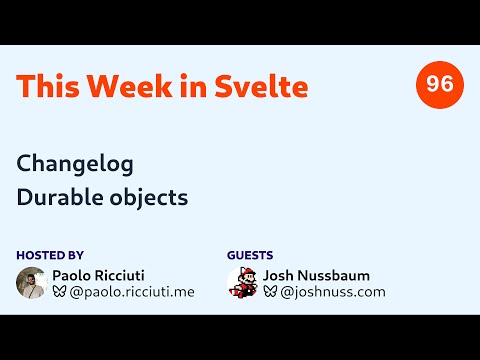 This Week in Svelte, Ep. 96 — Changelog, durable objects