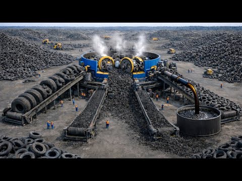 Tires Turn Into Oil—Inside a 10-Ton/Day Pyrolysis Plant. Heavy Industry Manufacturing Compilation