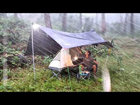 ☔AMAZING CAMPING IN HEAVY RAIN AND THUNDER⛈️ CALM &amp; Shooting Nature Sounds