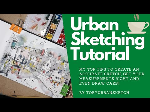 Urban Sketch Tutorial - Top Tips For a Busy Village Scene - Accurate Sketching and Loose Colours
