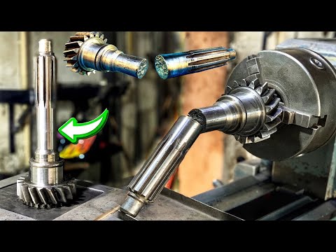 Repaired a scrap rusty broken truck input shaft with a double joint which worked very interestingly