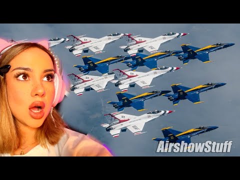 Finnish Girl Reacts to Blue Angels and Thunderbirds Fly Together Over New York City