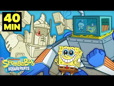 Best Robot Fights and Battles! 💥🤖 | 40 Minute Compilation | SpongeBob
