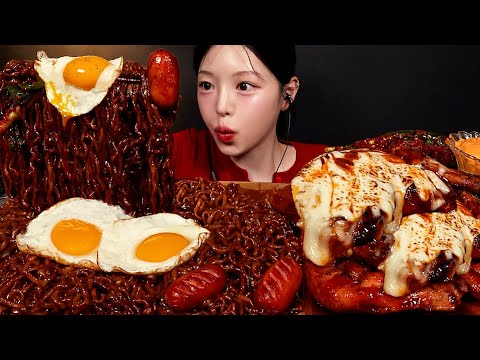Giant Barbecue Chicken with Spicy Jjapagetti Mukbang ASMR