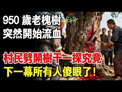 950歲老槐樹突然開始流血，村民劈開樹幹一探究竟，隨後一幕所有人傻眼！