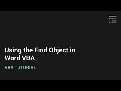 How to use the Find Object in Word VBA
