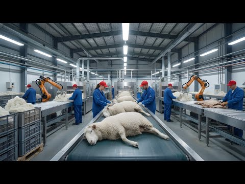 Inside a Modern Sheep Factory: From Raw Skin to Fashion Coat (Full Process)