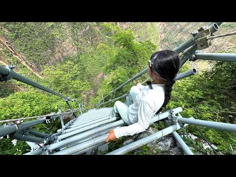 Climbing up China's most dangerous village, Sichuan Cliff Village, is so scary