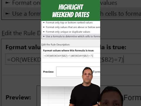Highlight weekend dates #excel