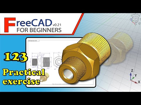 FreeCAD 0.21 Beginners tutorial: practical exercise 123 (PartDesign, Fasteners, Part)
