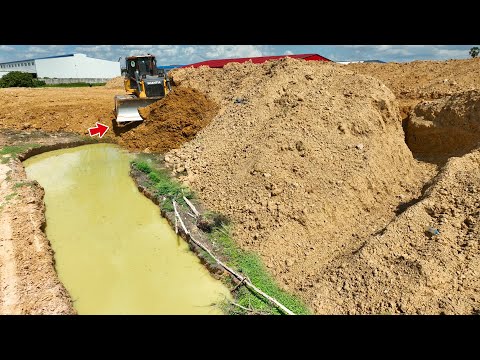 SO LONG Pile Land!! Wonderful Stronger Dozer SHANTUI DH17C3 Leveling & Cutting Slope Step By Step