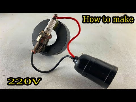 Awesome How create 220volt free electricity energy with pvc copper use old spark plug