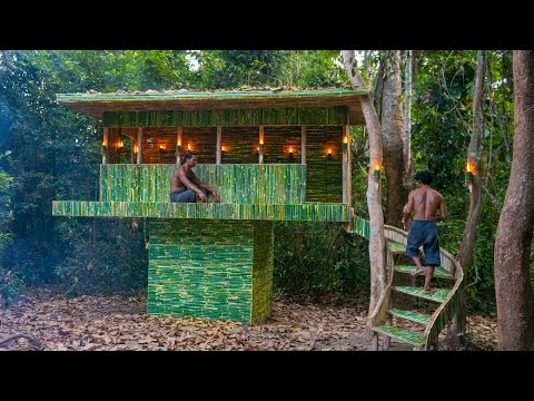 Building The Most Beautiful Bamboo Home Villa in the Deep Jungle