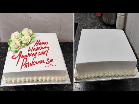 Square Shape Anniversary Cake Flower Decorations|Simple Square Shape Anniversary Cake