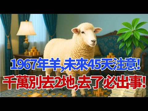 別不信邪！未來45天，『1967年生肖羊』霉運罩頂！千萬別去『2個地方』，去了必出事！#1967年屬羊 #屬羊 #生肖羊 #生肖運勢 #丁未羊 #命理 #犯小人 #破財 #官非 #健康 #生肖 #運程