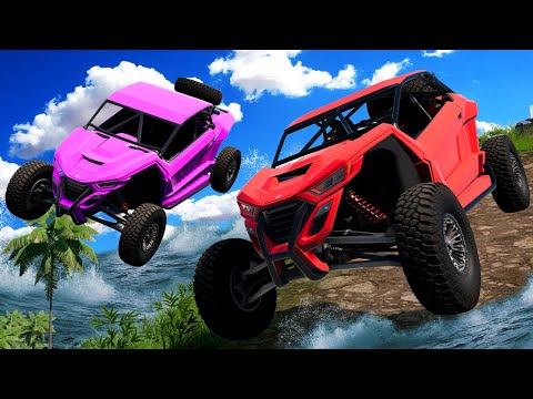 We Climbed Mountains to ESCAPE THE FLOOD in BeamNG Drive Mods Multiplayer!