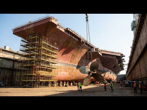 Building a $13B Aircraft Carrier: From Dry Dock to Open Ocean (Full Process)