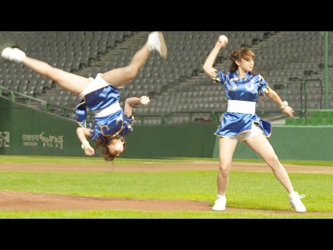 WJSN Cheng Xiao's Tumbling First Pitch!｜우주소녀 성소 '공중 360도 회전' 시구 @내일은 시구왕 2부 20160914