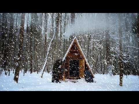CAMPING in a TINY SHELTER during a SNOWFALL. I've stocked up on plenty of firewood for the travelers