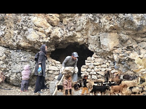🐑 Nomad migration to the mountains and life in caves 🏞️ | Preparing a cave on a cloudy day ☁️