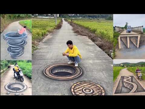 Mind-Blowing 3D Street Art Drawing With Charcoal, Funny & Creative Drawing